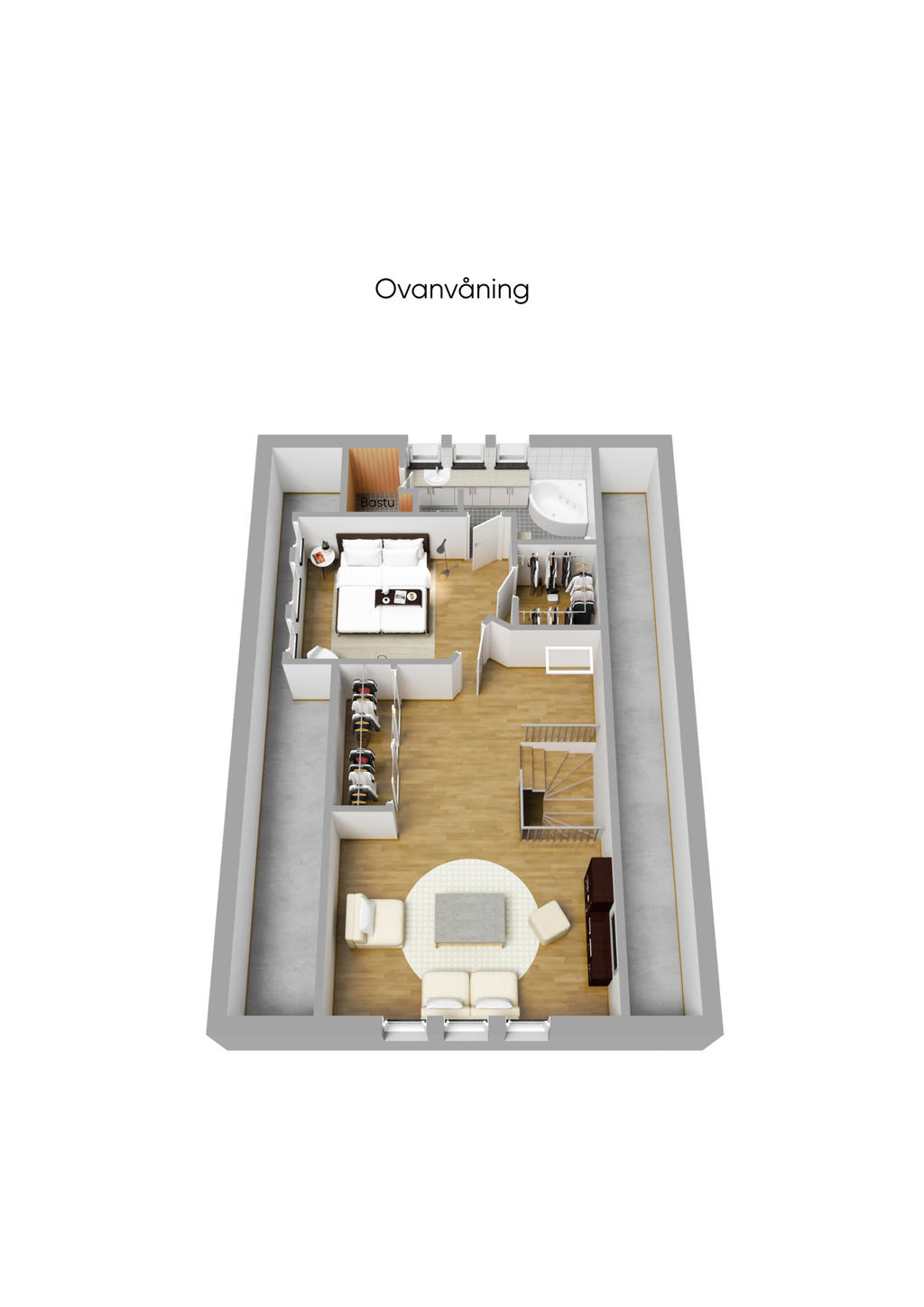 Planlösning ovanvåning 3D