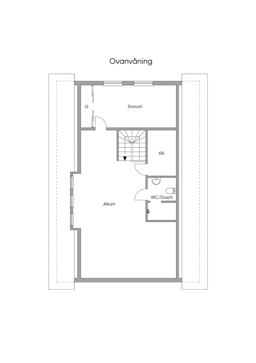 Planlösning ovanvåning 2D