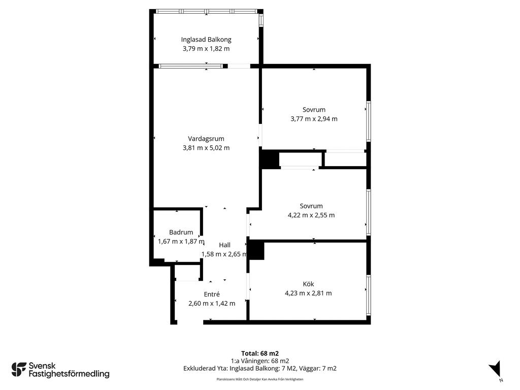 Planlösning med mått 