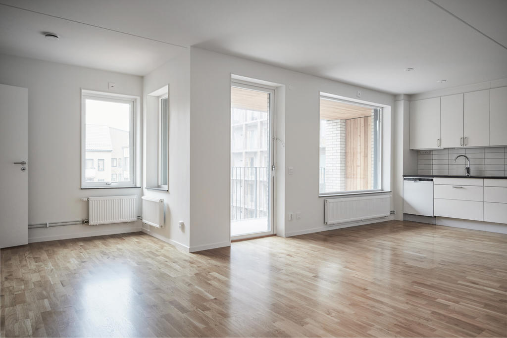 Exempelbilder tagna från en spegelvänd liknande lägenhet med samma planlösning