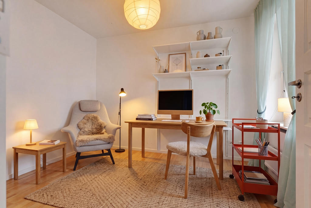 Extra-sovrum med fönster mot balkongen