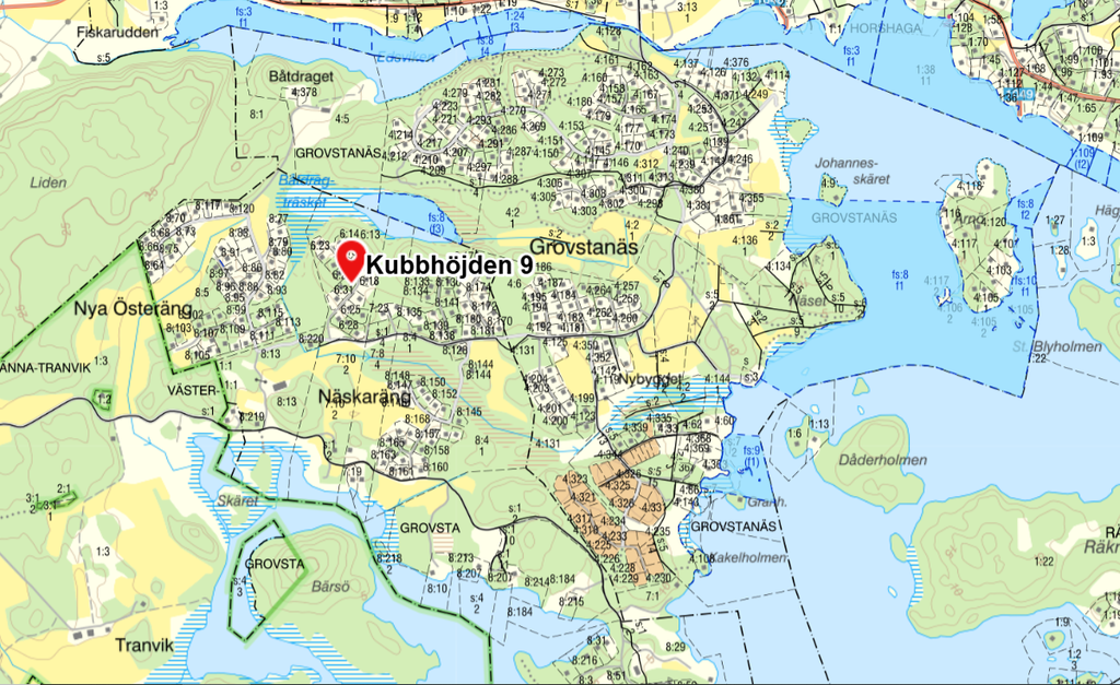 Fastighetskarta Kubbhöjden 9, hela området