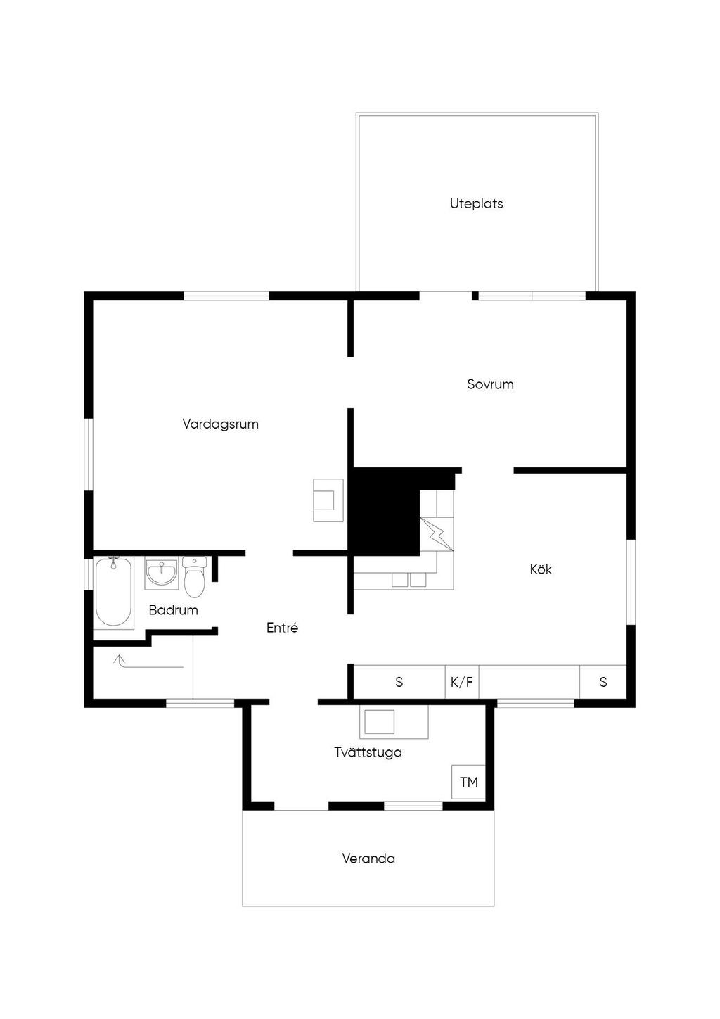 Planritning bostadshuset nedre plan