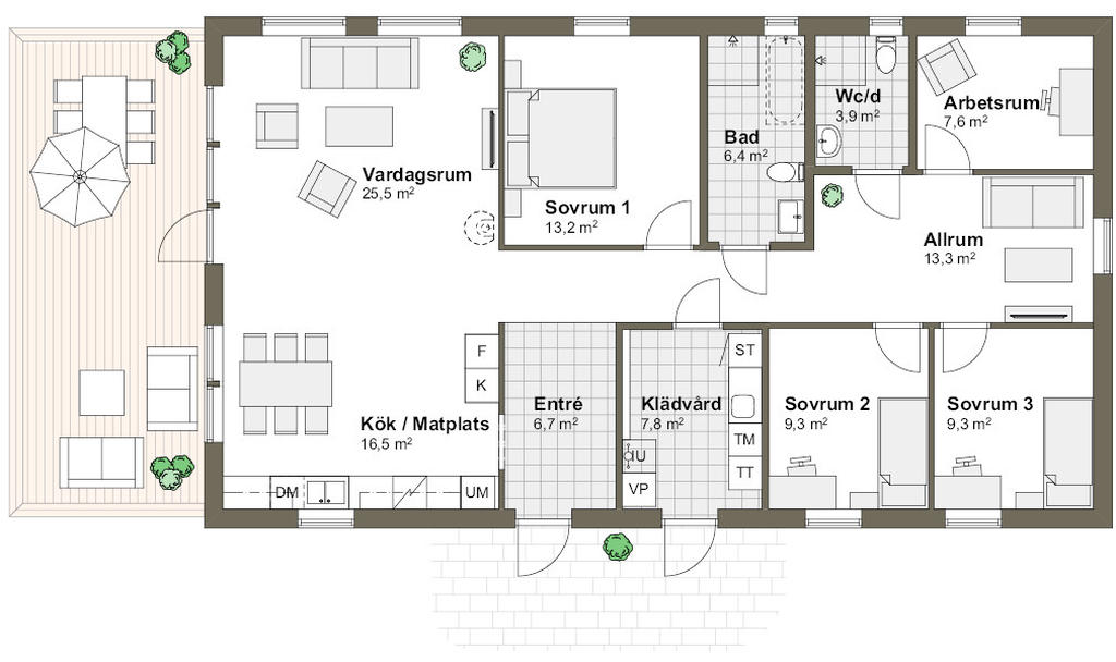 Planlösning villa Udden