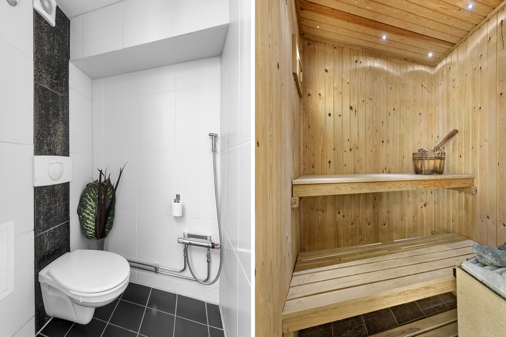 Gäst-wc/bastu, källare