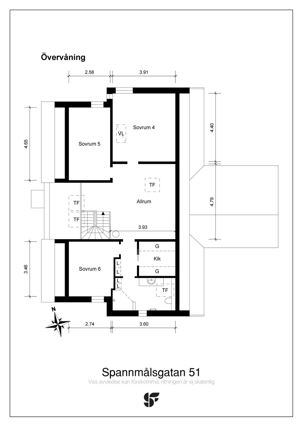 Planritning övervåning 
