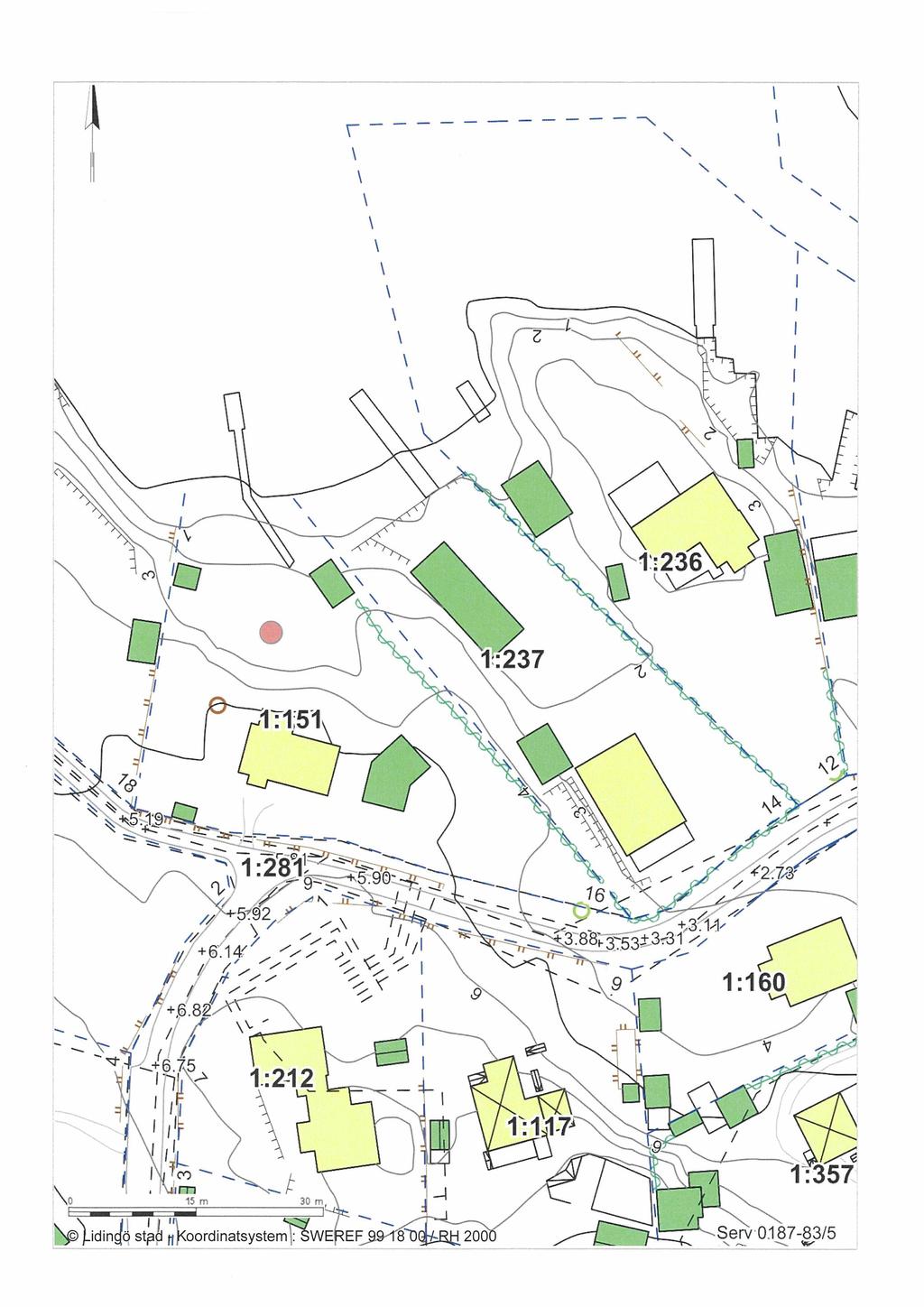 Tomtkarta Tallvägen 16 Storholmen i Lidingö 