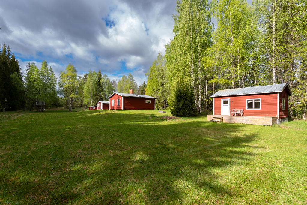 Stor gräsmatta för spring och lek 