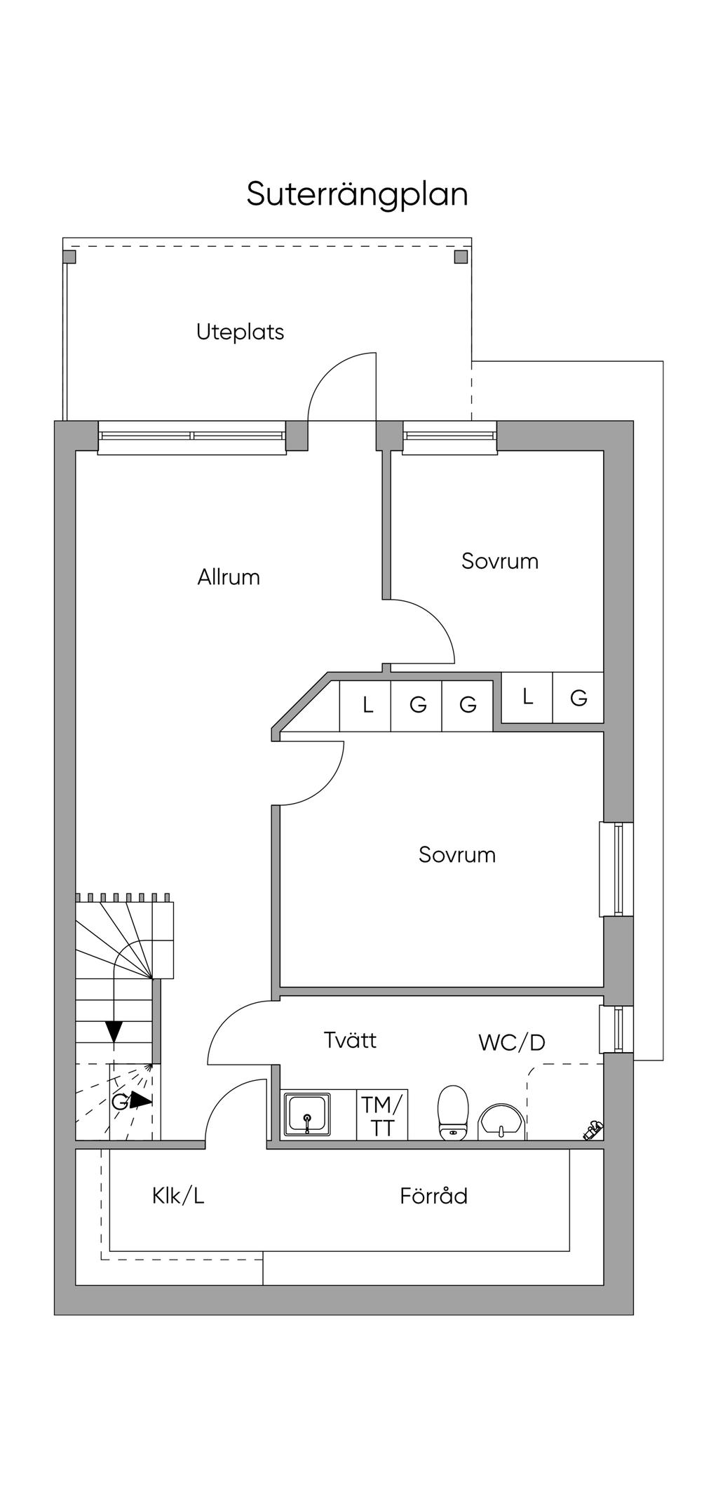 Planlösning suterrängplan 