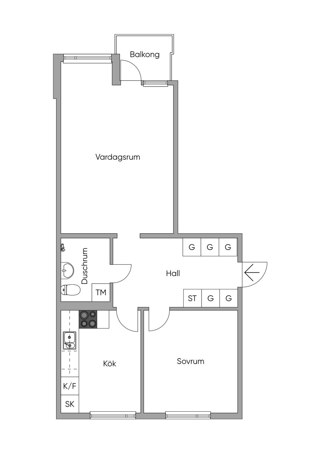 Planlösning (ej skalenlig) 