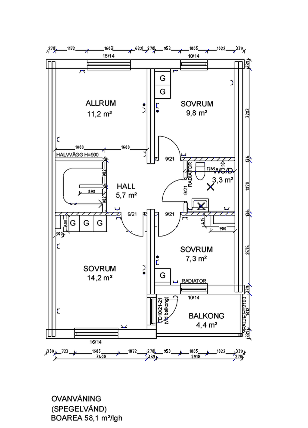 Planritning, övre plan