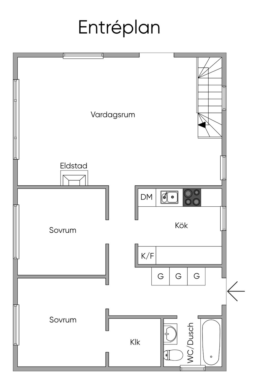 Planritningen är inte uppmätt/skalenlig.