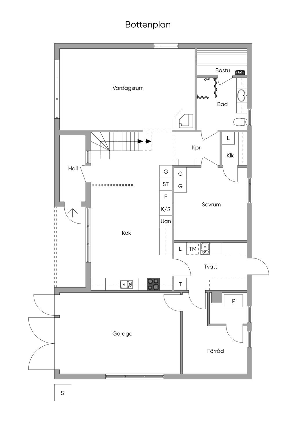 Planritning entréplan (ej skalenlig)