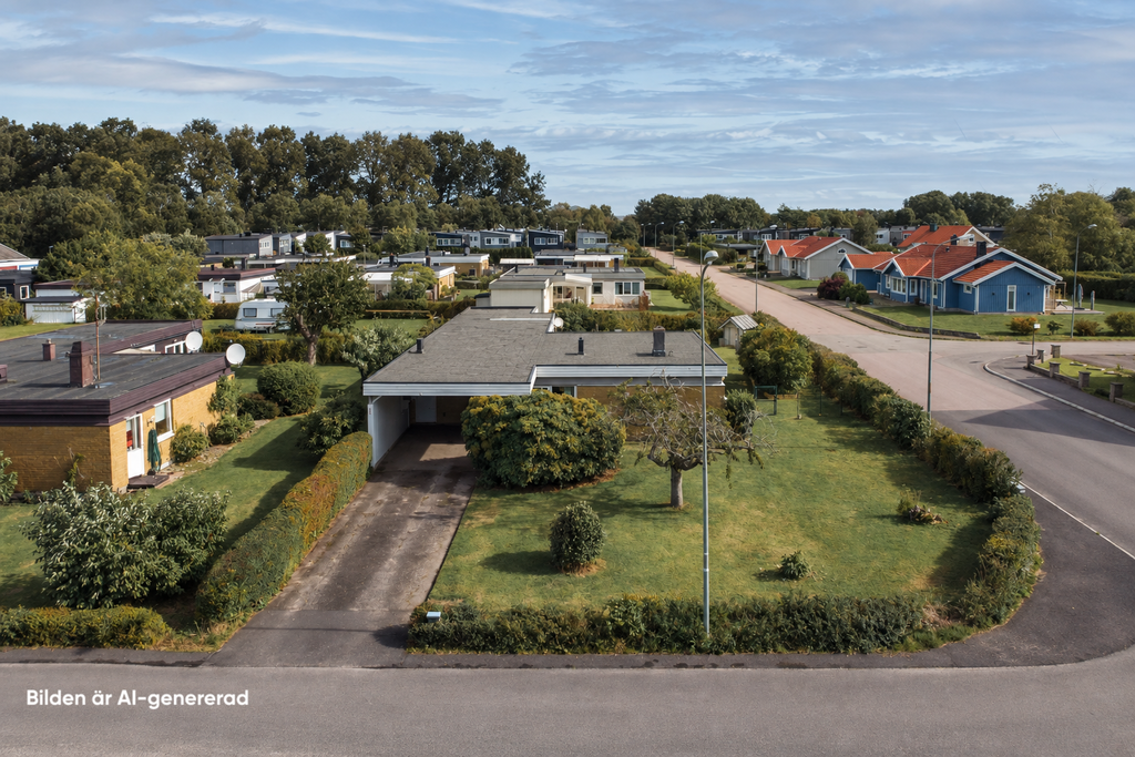 Bilden är ett fotomontage i syfte att inspirera och visa exempel på hur bostaden skulle kunna se ut.
