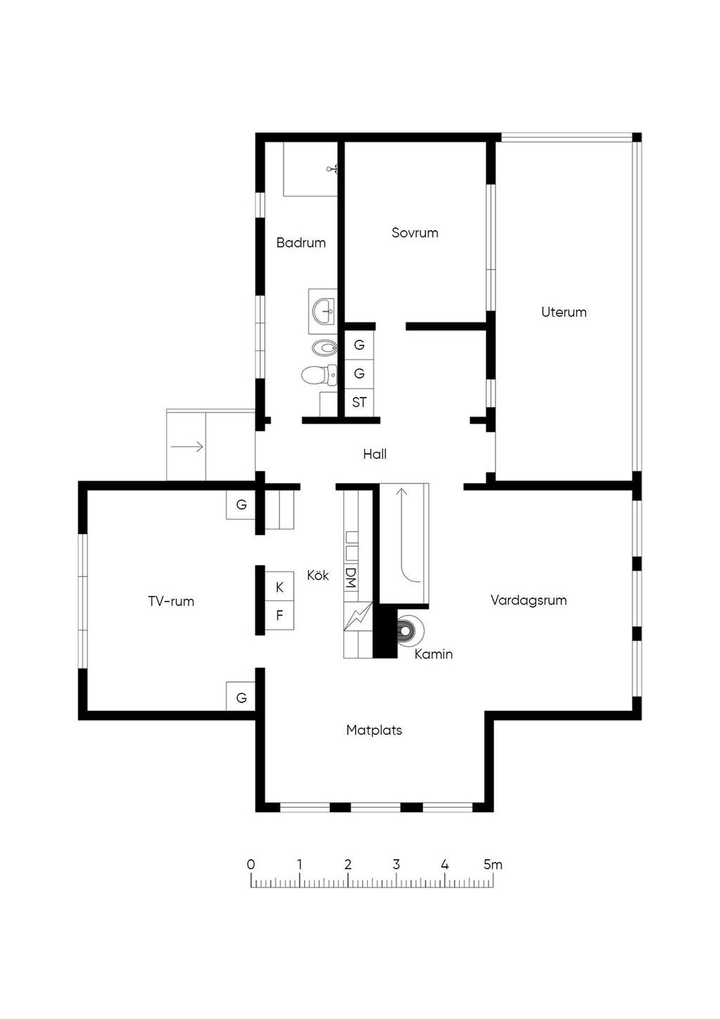 Planlösning entréplan, viss avvikelse kan förekomma.