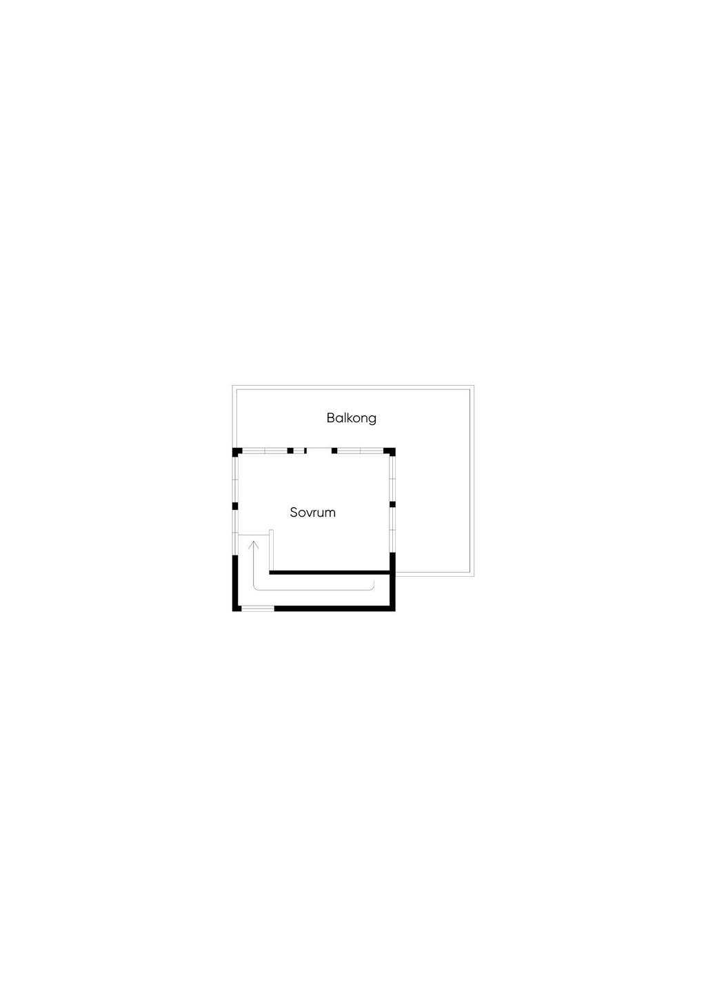 Planritning boningshus, övre plan