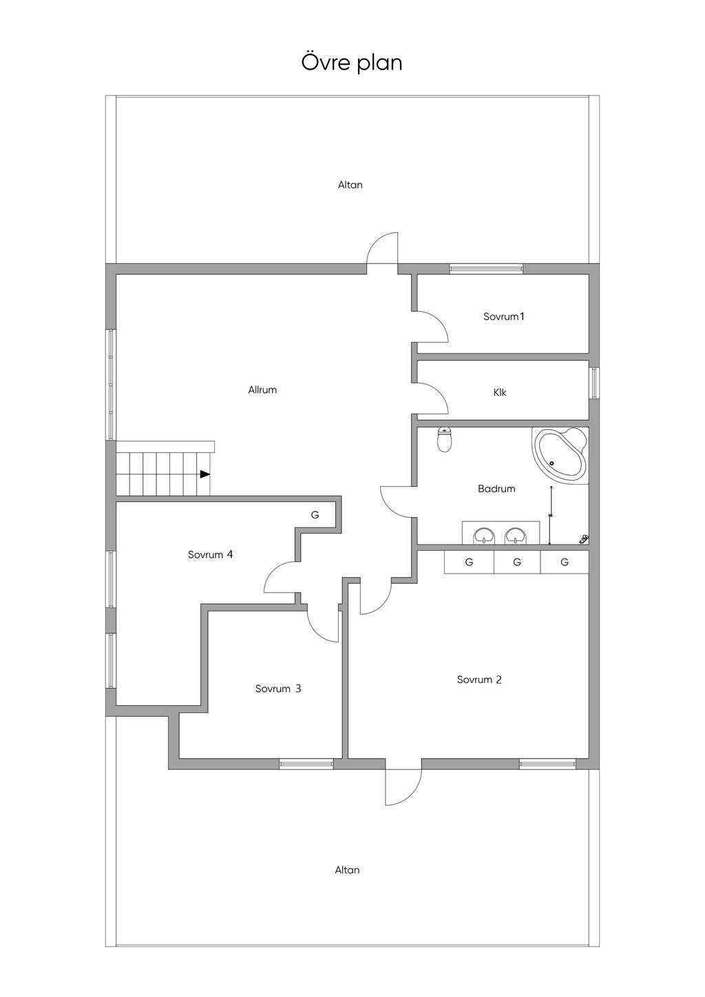 Planlösning övre plan