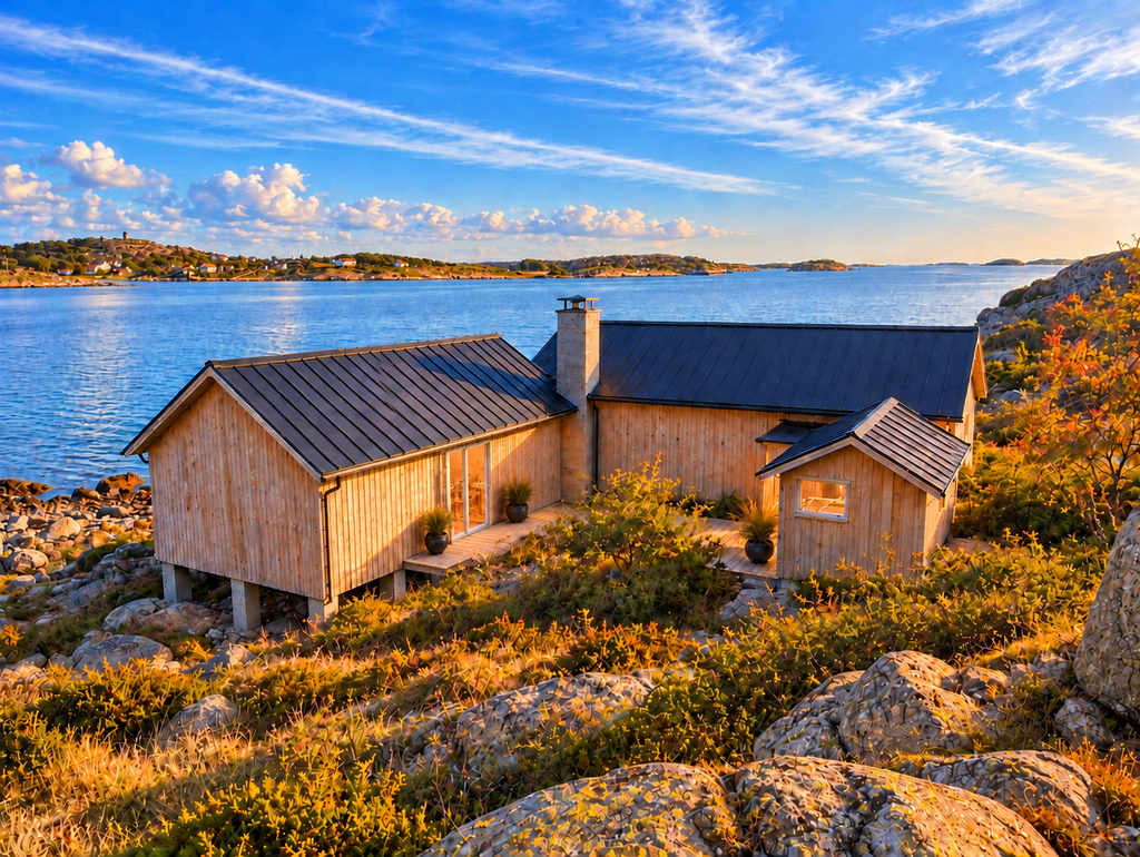 Visualisering nu byggnation, förslag hur det kan bli enligt strandskyddsdispens!