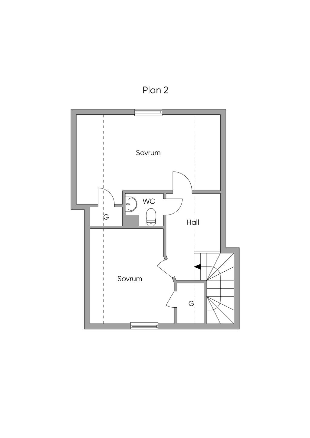 Planritning övre plan